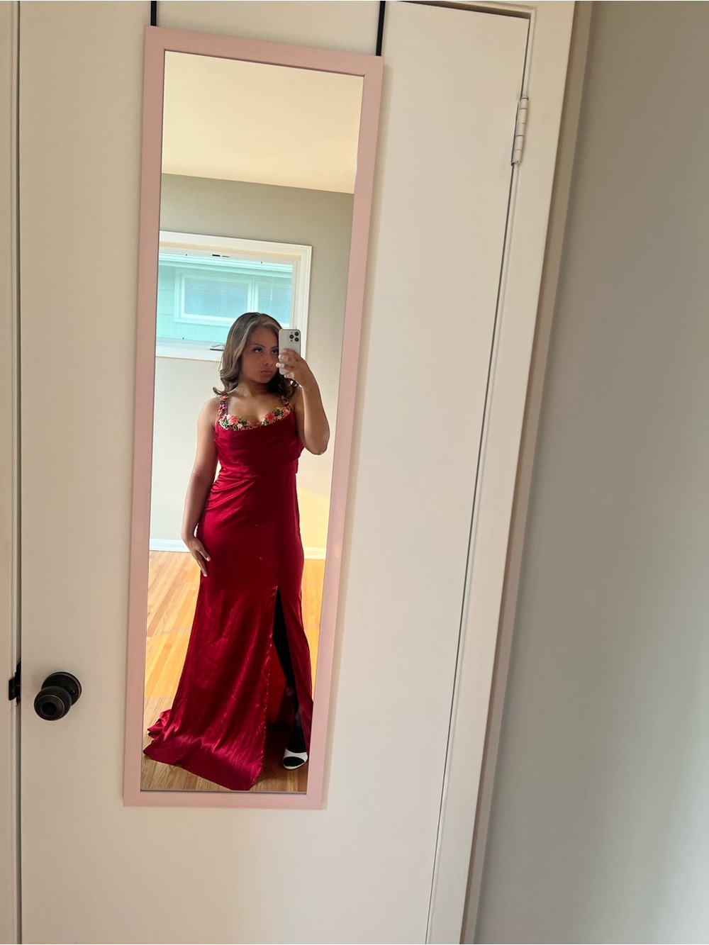 Red Strap Evening Gown - Women's Dress